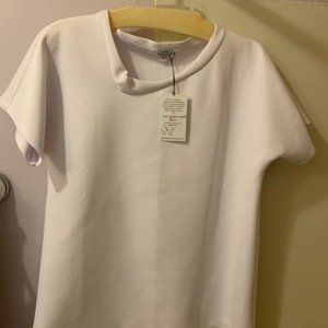MALAIKA NEW YORK Lopsided T-Shirt, White, Zero Waste Fashion, Size L, NWT